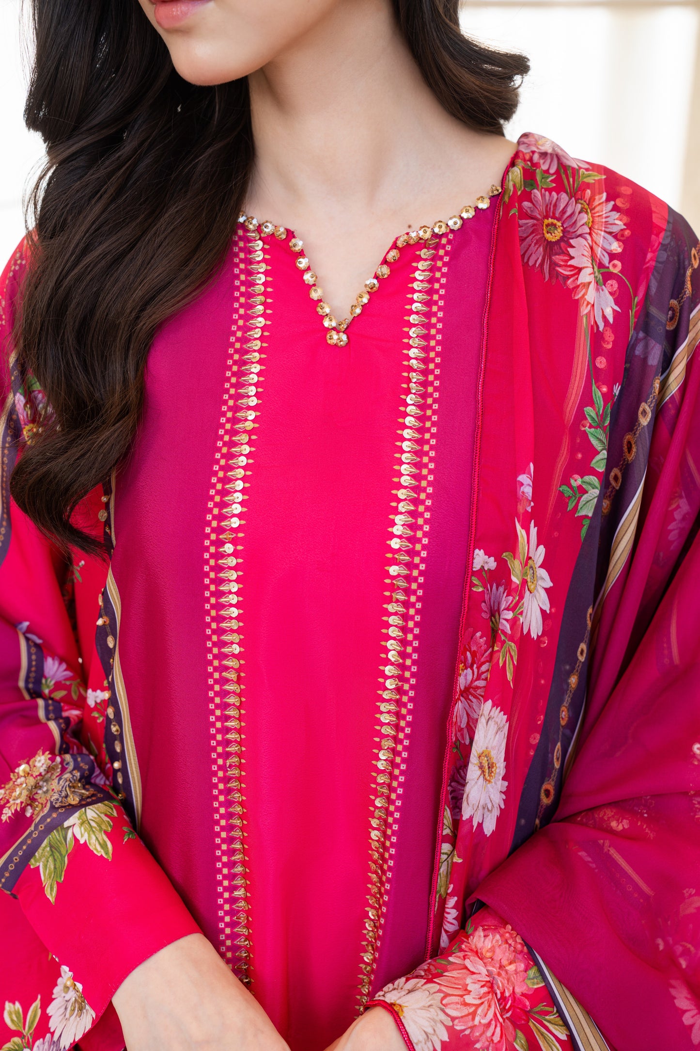 Hayat | Printed with Hand-embellished work