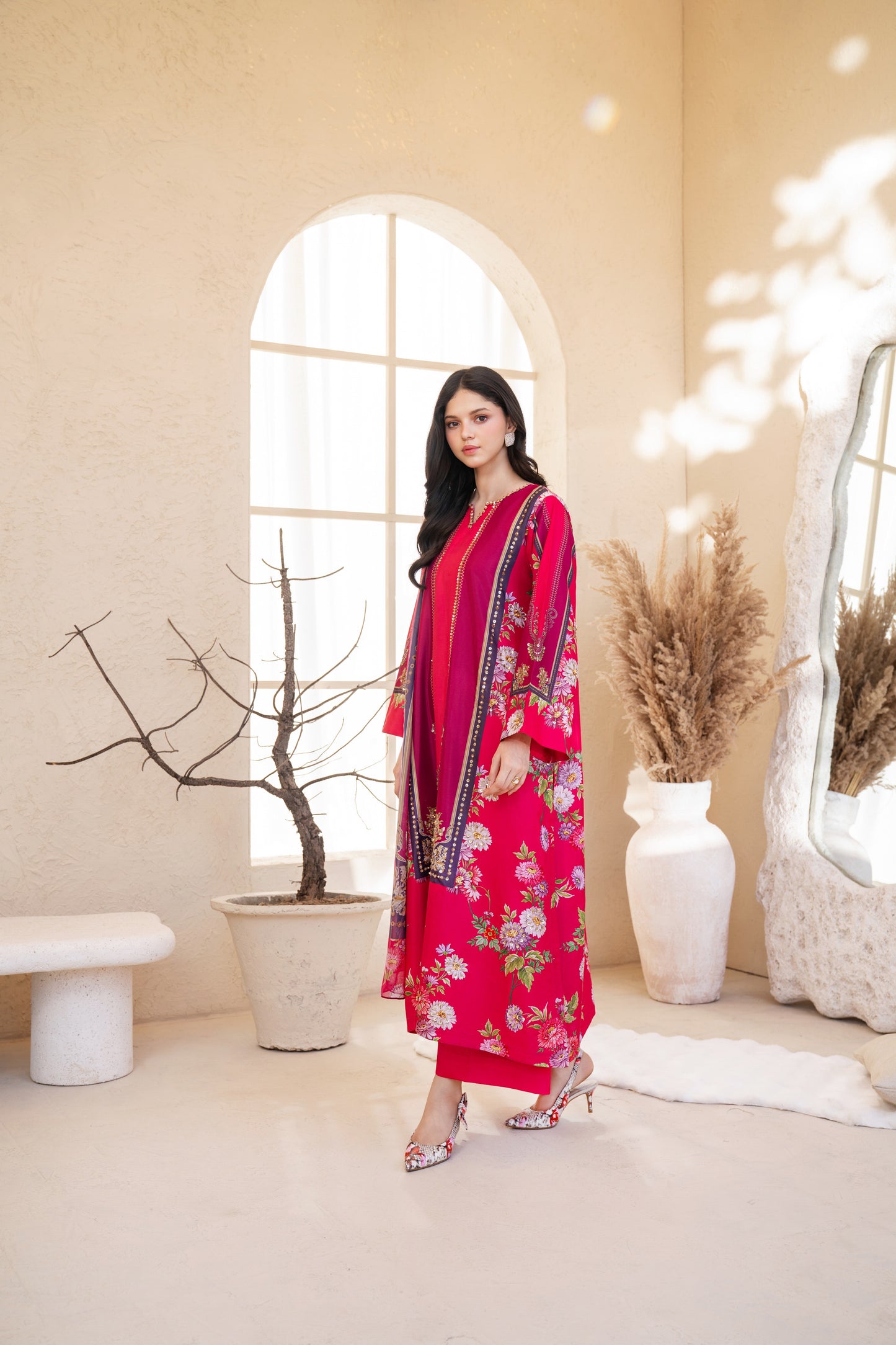 Hayat | Printed with Hand-embellished work