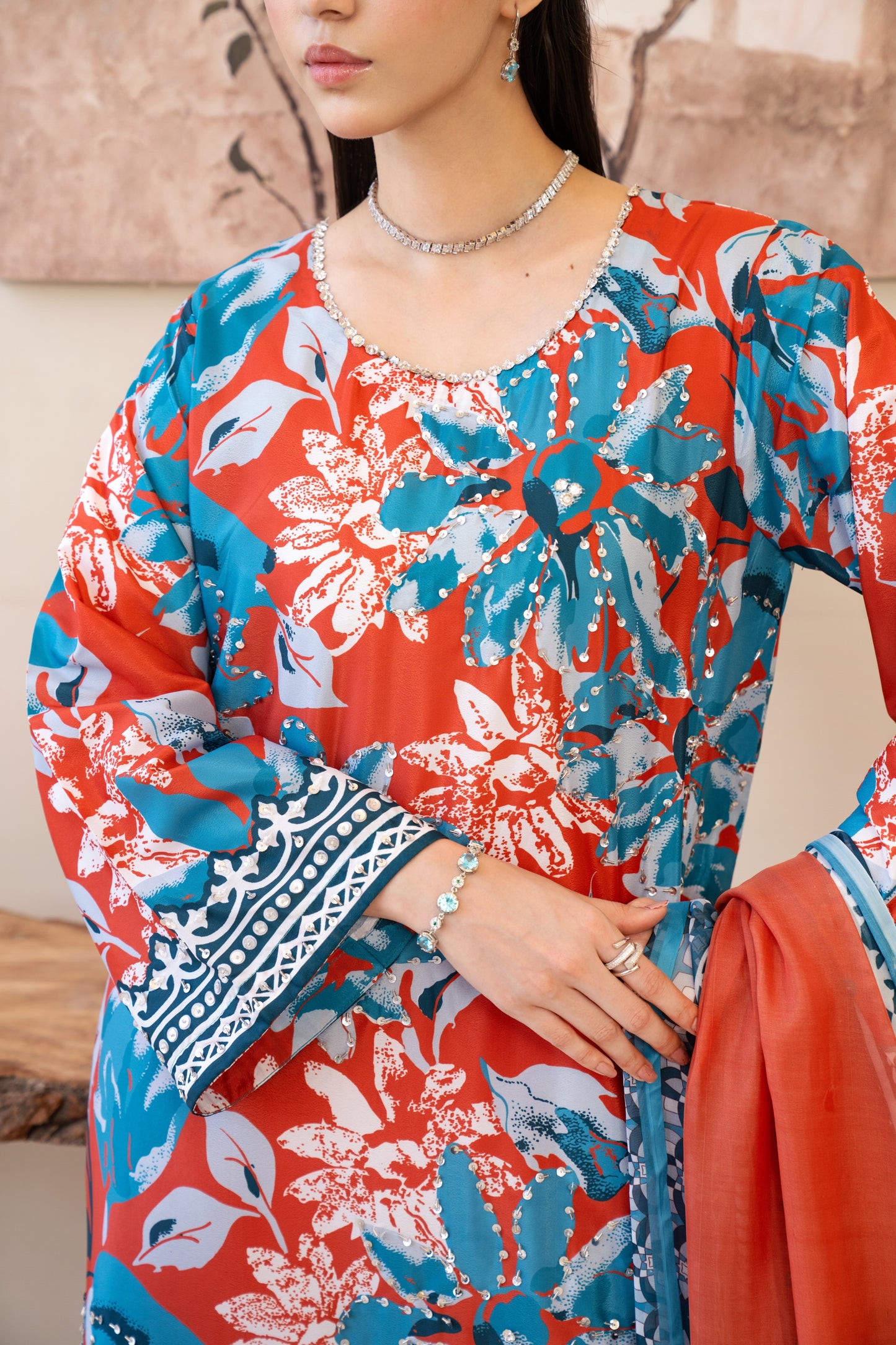 Kaiza | Printed with Hand-embellished work