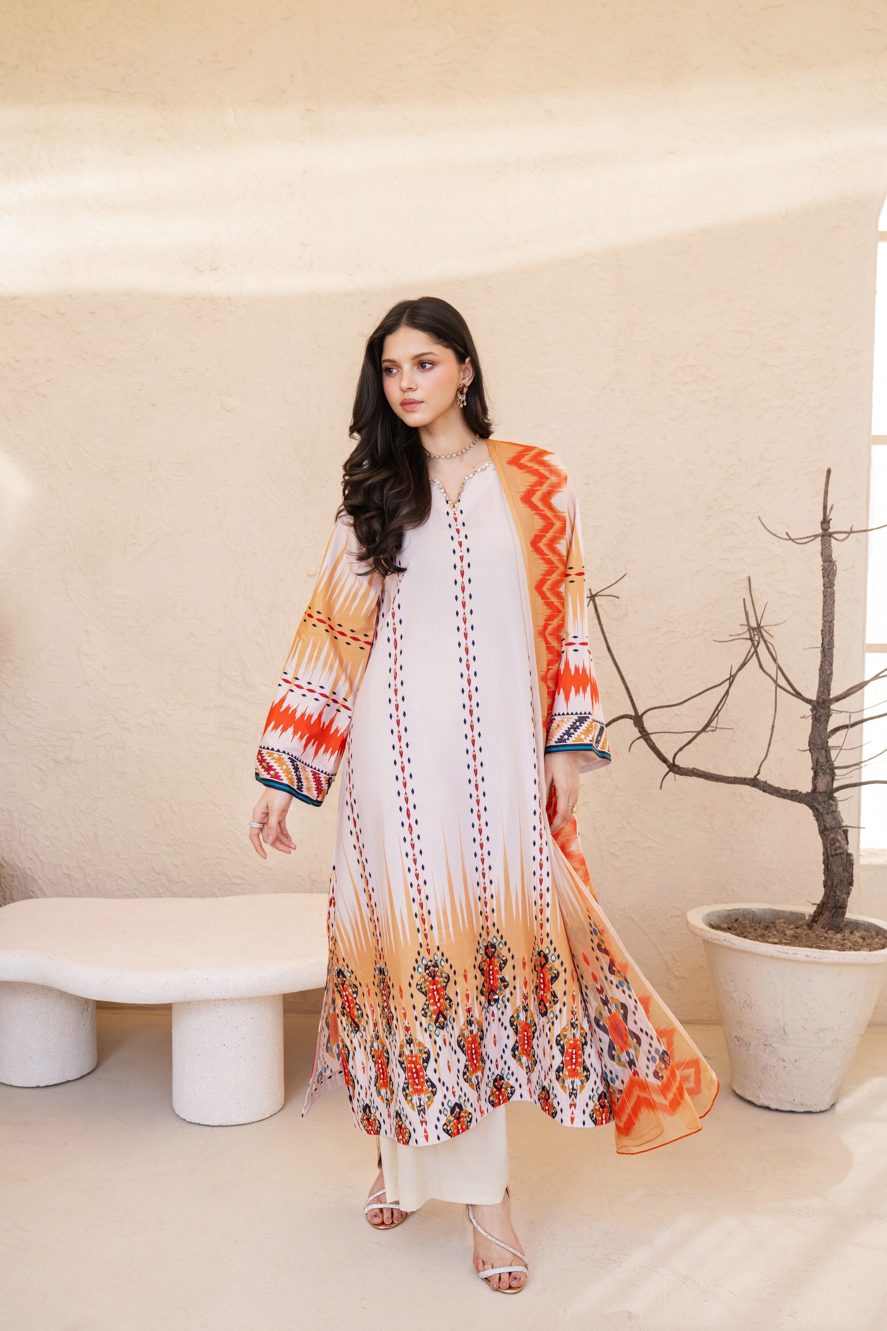 Nazeen | Printed with Hand-embellished work