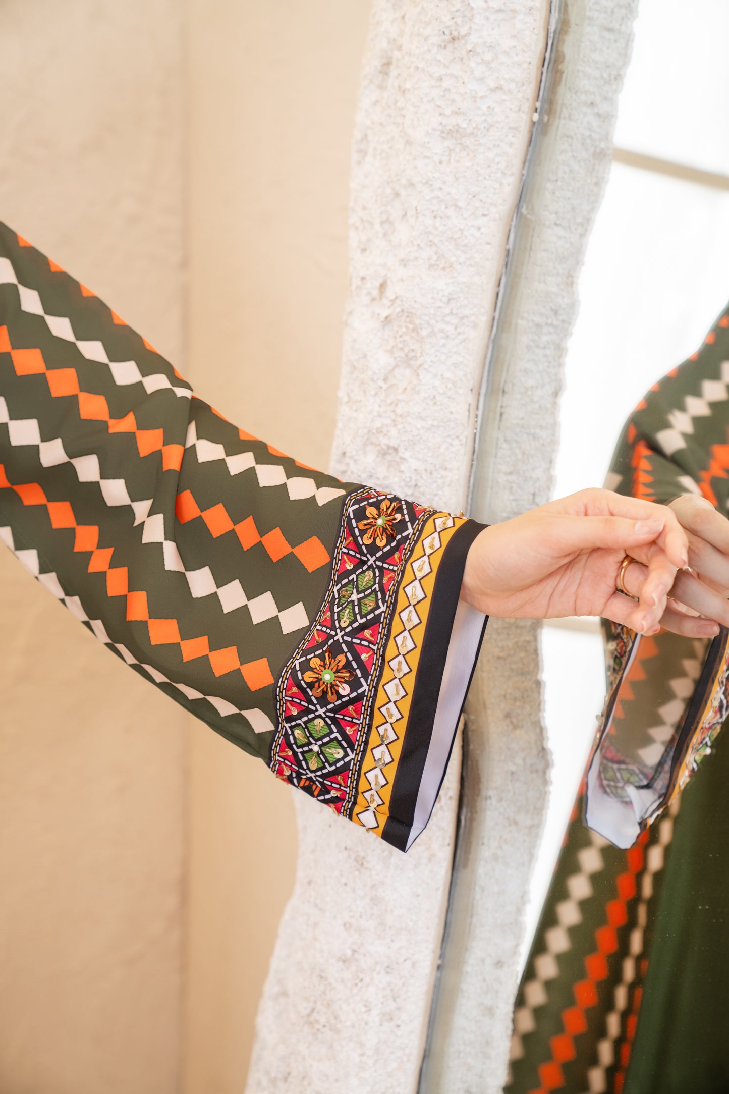 Nureya | Printed with Hand-embellished work