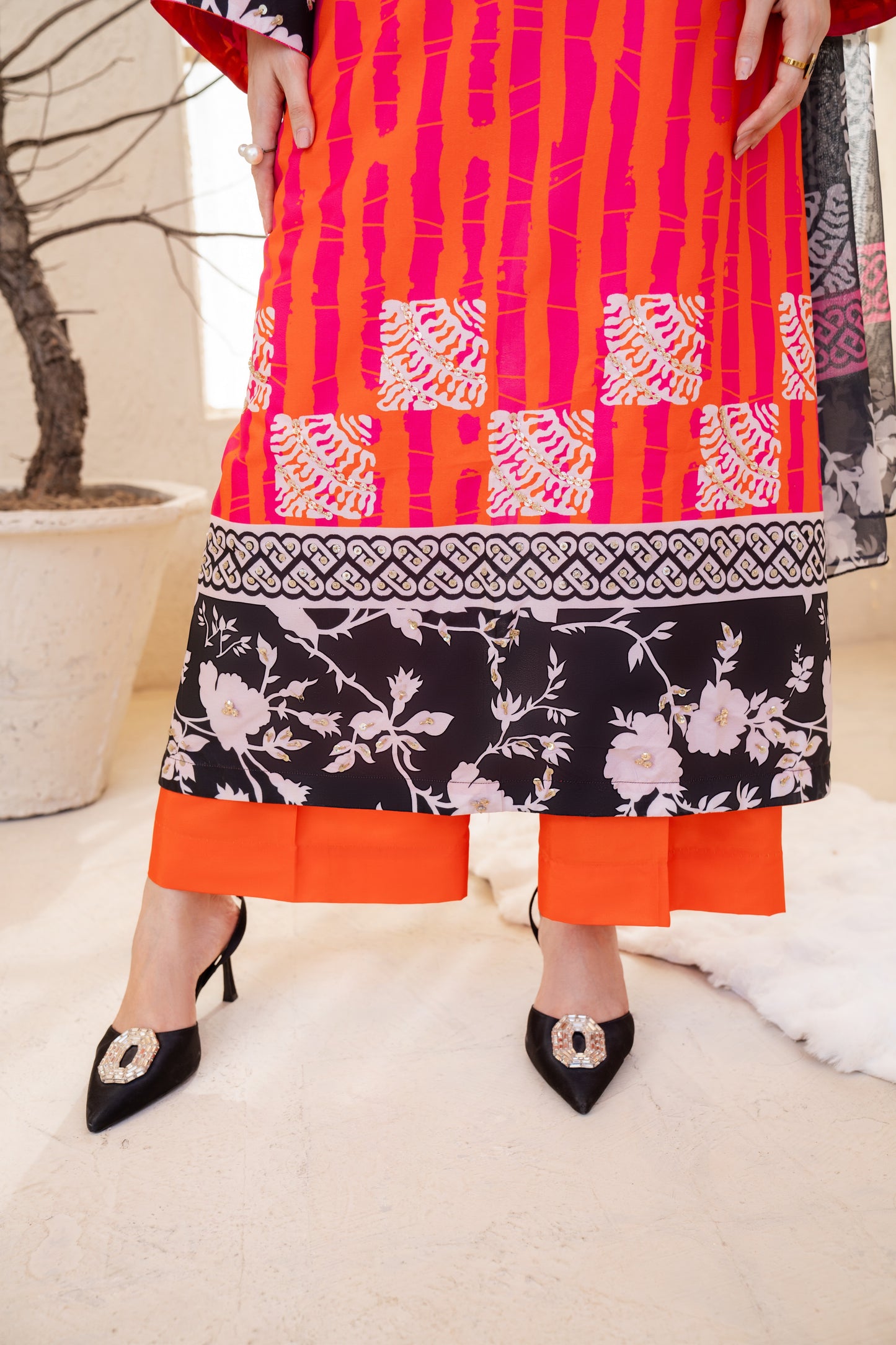 Zeenat | Printed with Hand-embellished work