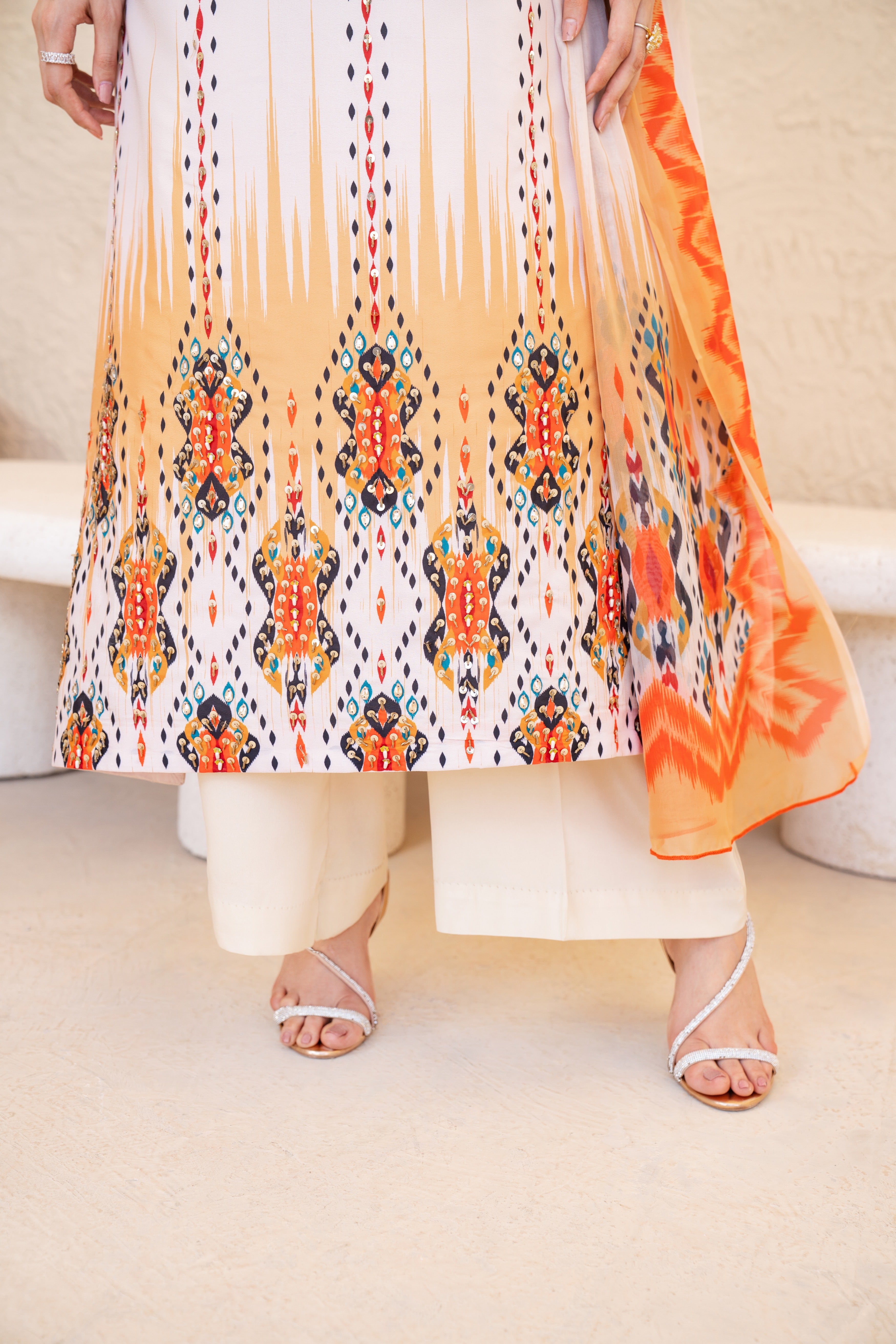 Nazeen | Printed with Hand-embellished work
