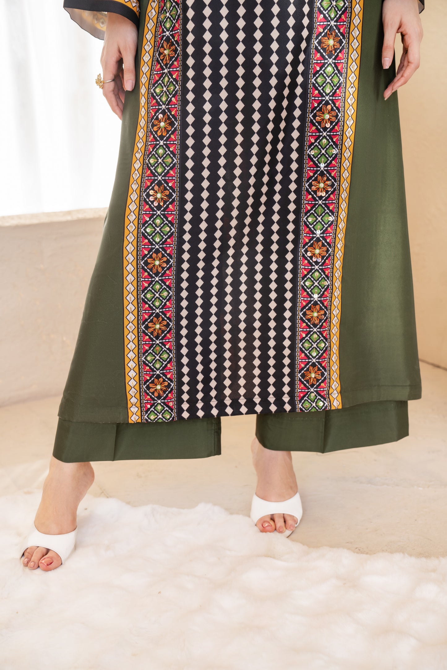 Nureya | Printed with Hand-embellished work