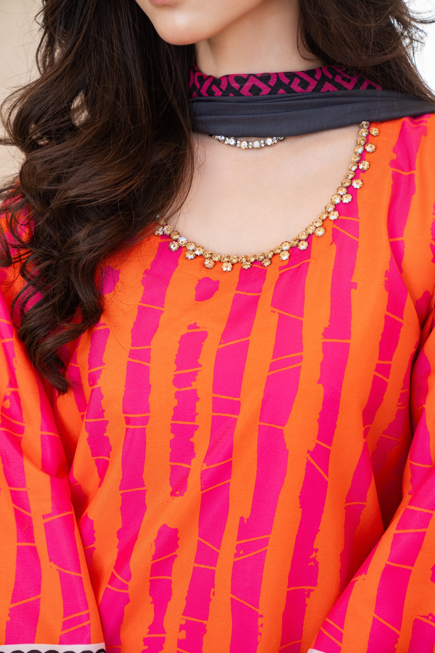 Zeenat | Printed with Hand-embellished work