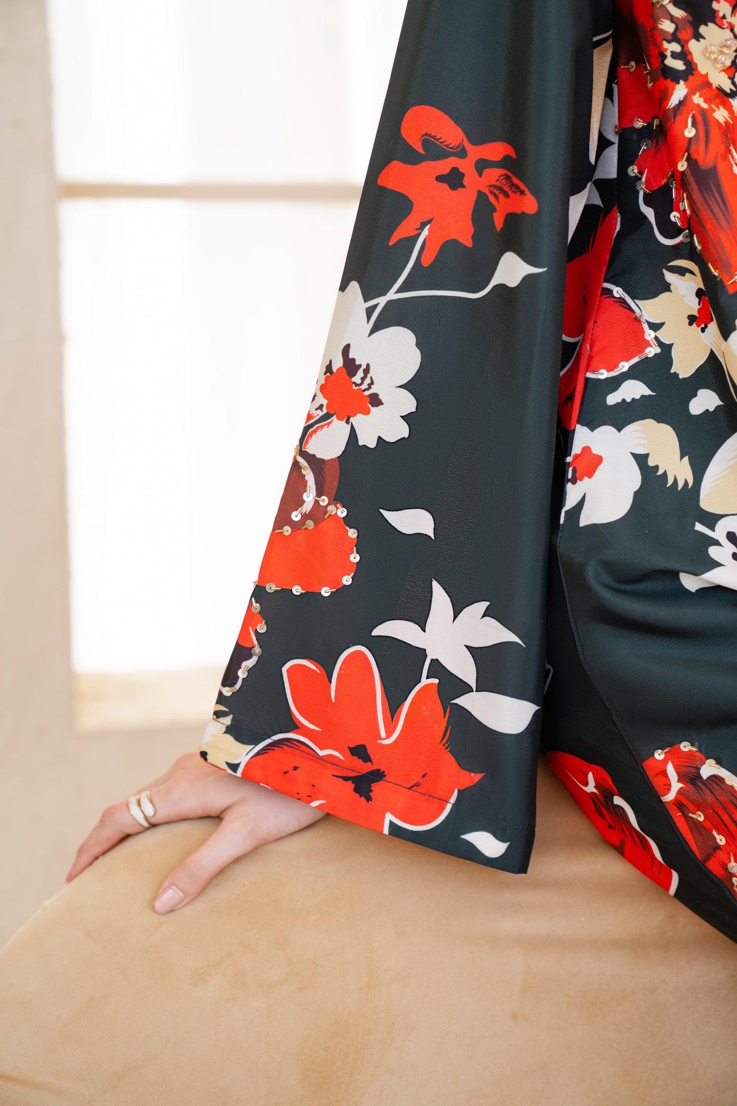 Veloura | Printed with Hand-embellished work