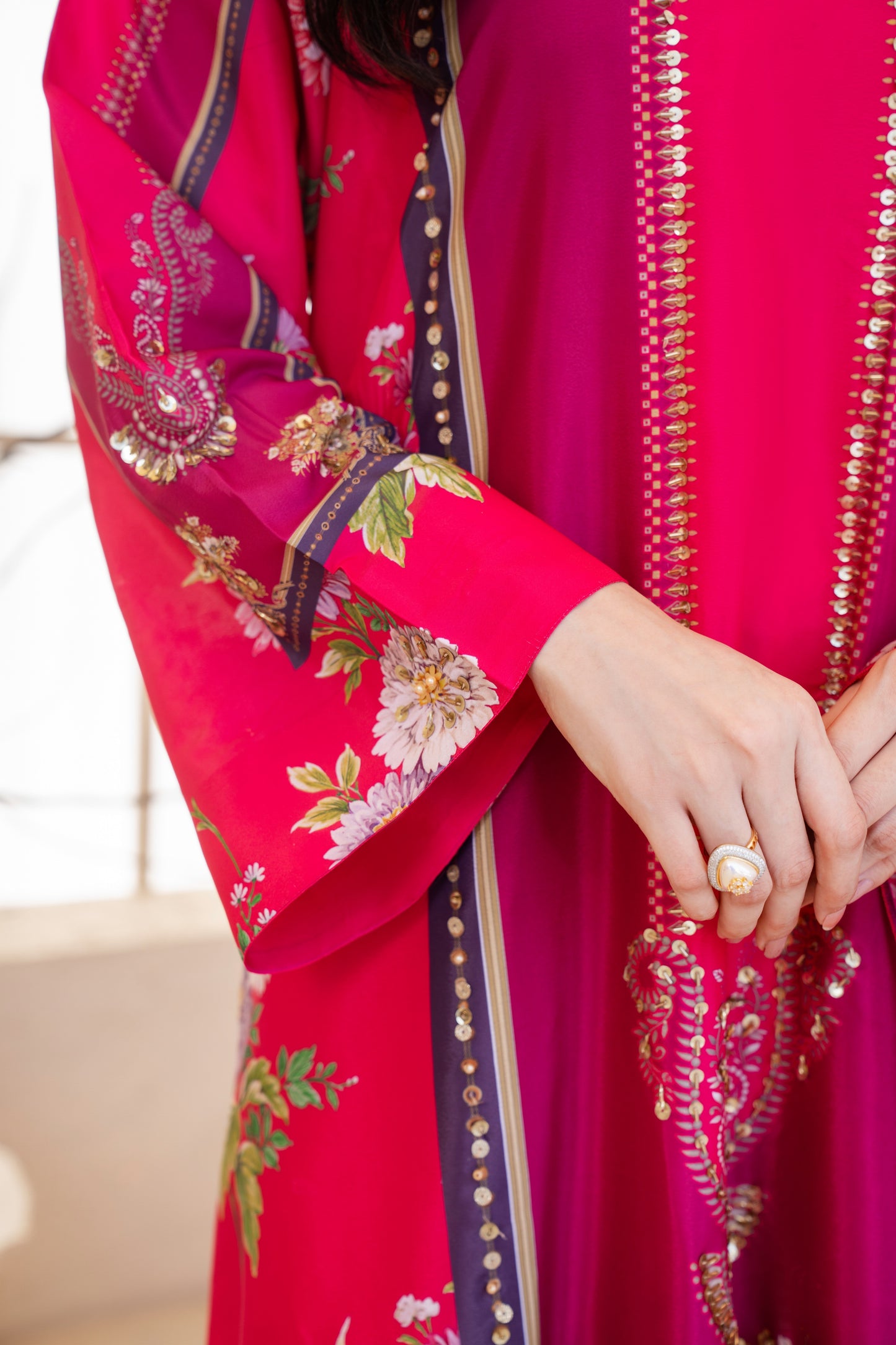 Hayat | Printed with Hand-embellished work