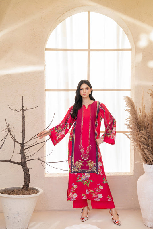 Hayat | Printed with Hand-embellished work