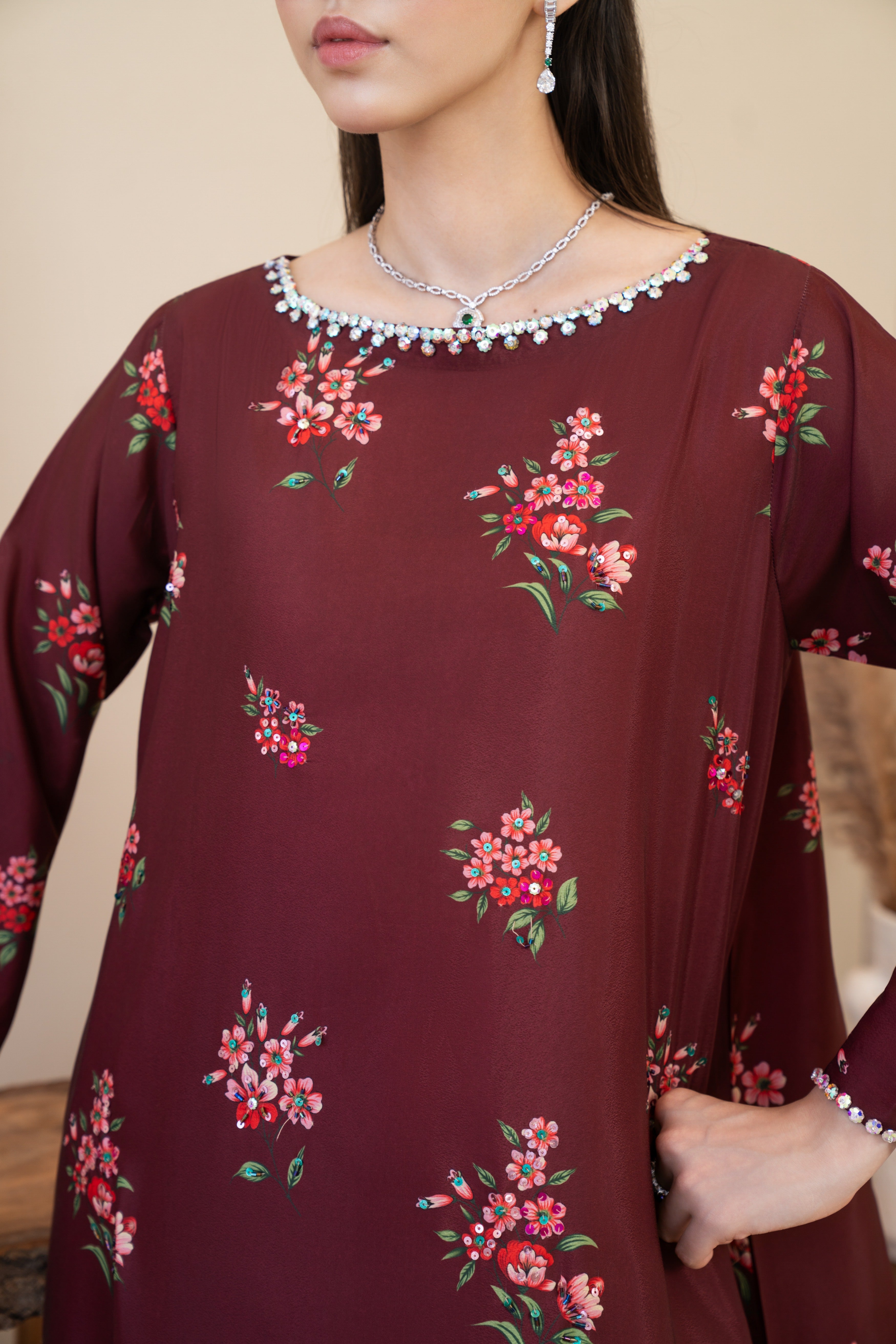 Amara | Printed with Hand-embellished work
